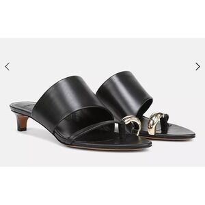 Vince Suzie Leather Heeled Sandal Style # 315310 Size 6.5 Black Gold